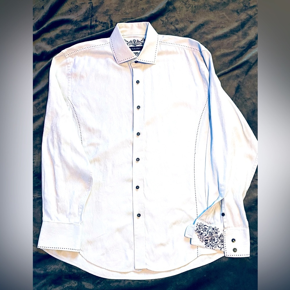 Zagiri Men’s Designer Flip Cuff Baby Blue Dress Shirt